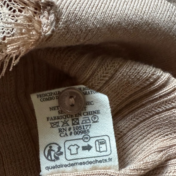 NEW Ulla Johnson Maryel Ruffle & Lace Merino Wool Cardigan in Camel Melange - Picture 10 of 11